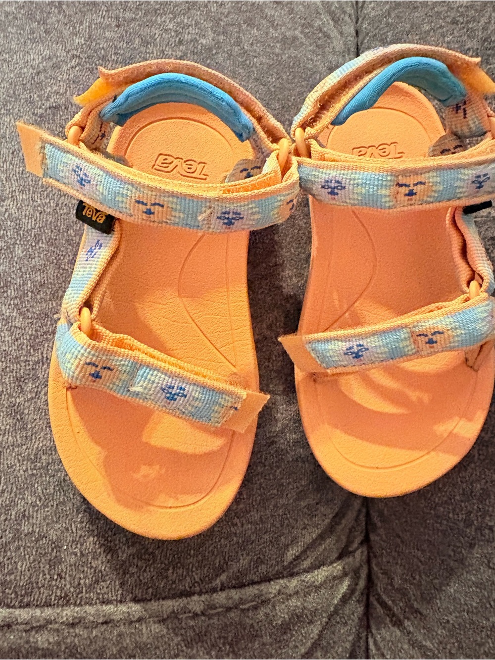 Teva Kids Orange Sandals with Light Blue Accents